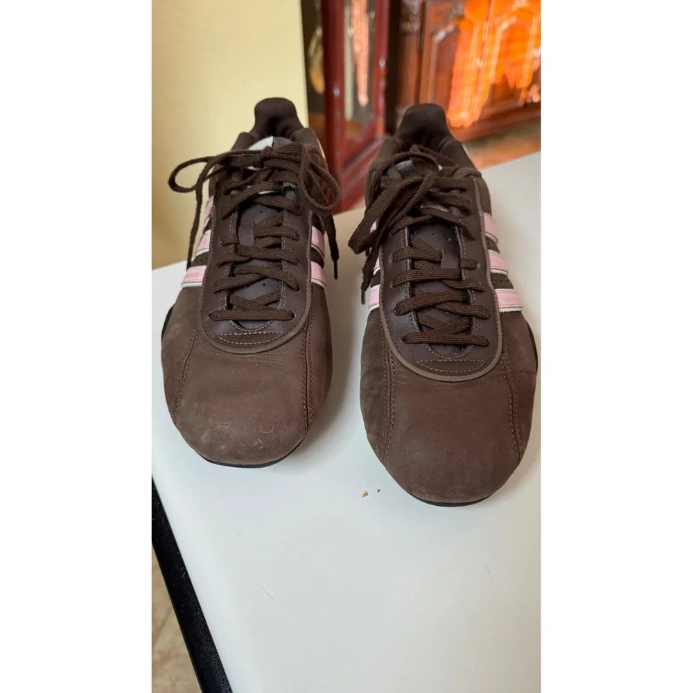 Y2K Adidas Goodyear Women's size 9 Sneakers Trainers Shoes Racing Brown And Pink